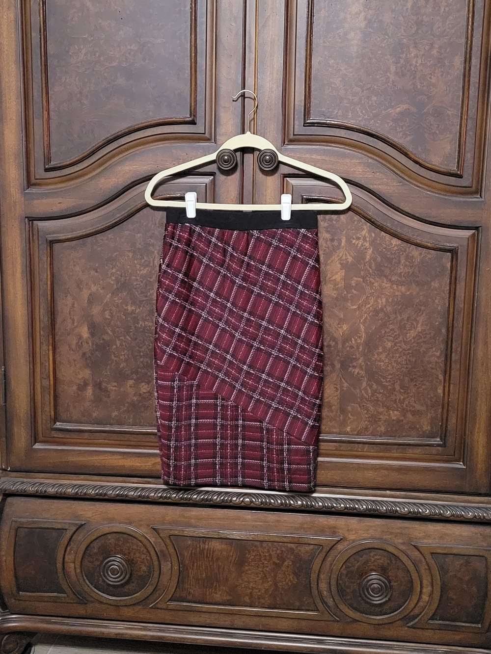 Joe Benbasset Burgundy Plaid Pencil Skirt